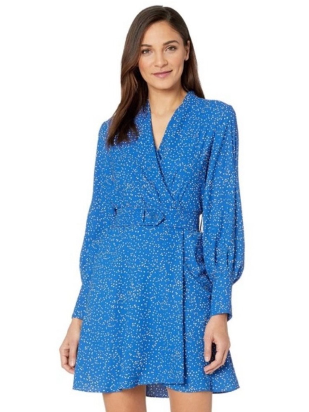 Equipment Fanetta Speckled Dot Blue Wrap Dress Size 4